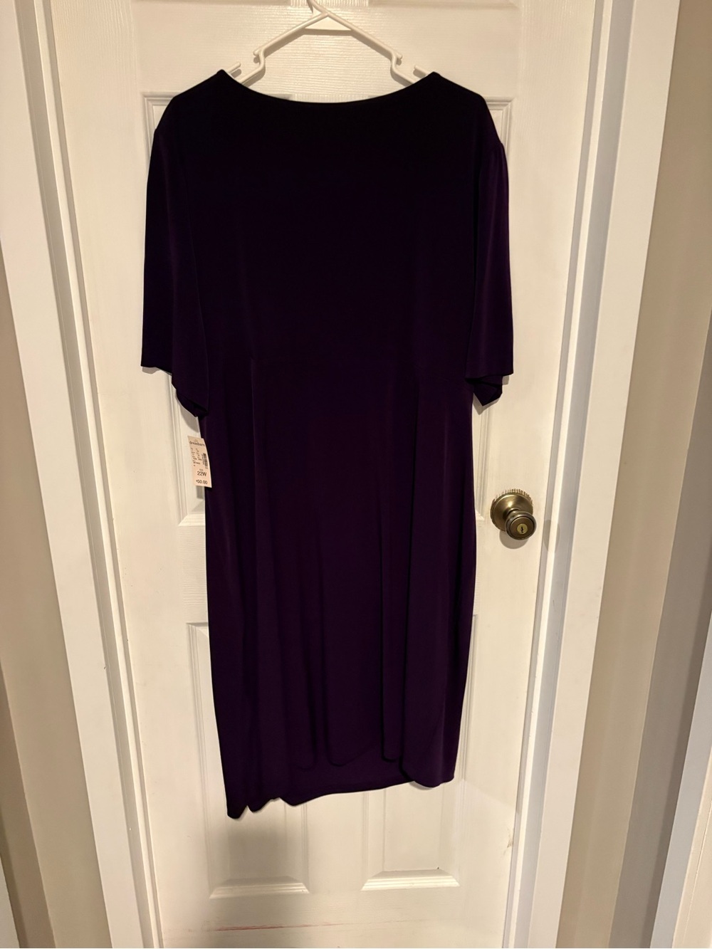 Deep Purple Gathered Midi Dress with Side Detail - Picture 6 of 6